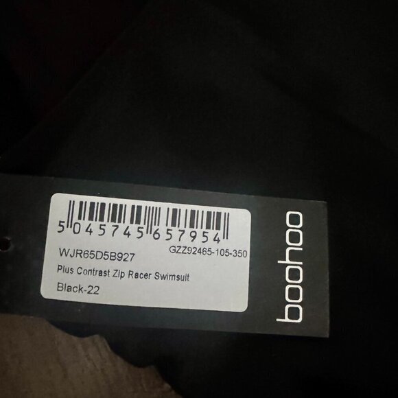 Boohoo Plus Contrast Zip Racer Swimsuit | Size 22 | NWT - Picture 4 of 4